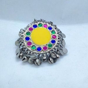 Yellow Afghan Kuchi Massive Ring, Afghan Ethnic Ring
